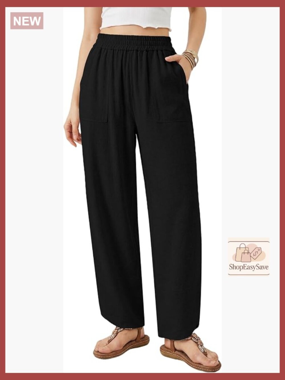 Baggy Wide Leg Linen Pants Elastic Waisted Palazzo Harem Pants Flow Cropped